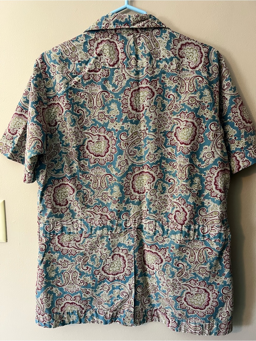 Vintage Mens Guayabera Elite button down paisley pattern multi pocket camp shirt - Picture 4 of 7